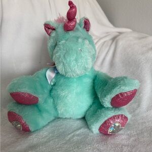 Sparkly Plush Unicorn - Turquoise and Fuchsia